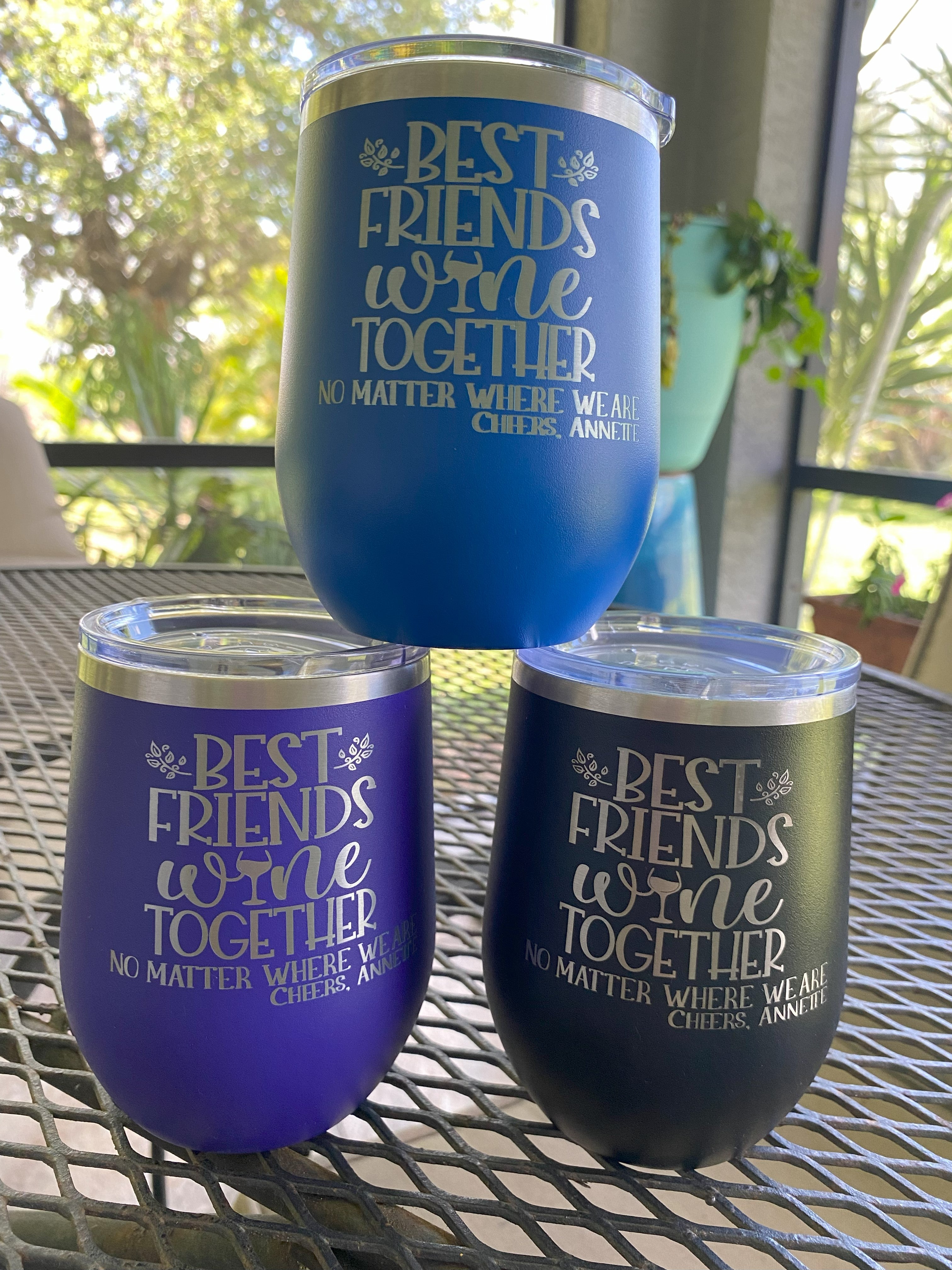 Custom Best Friends Wine Tumbler, States Tumbler, Personalized Wine Cooler,  Custom Best Friend Tumbler, Soul Sisters Wine Tumbler 