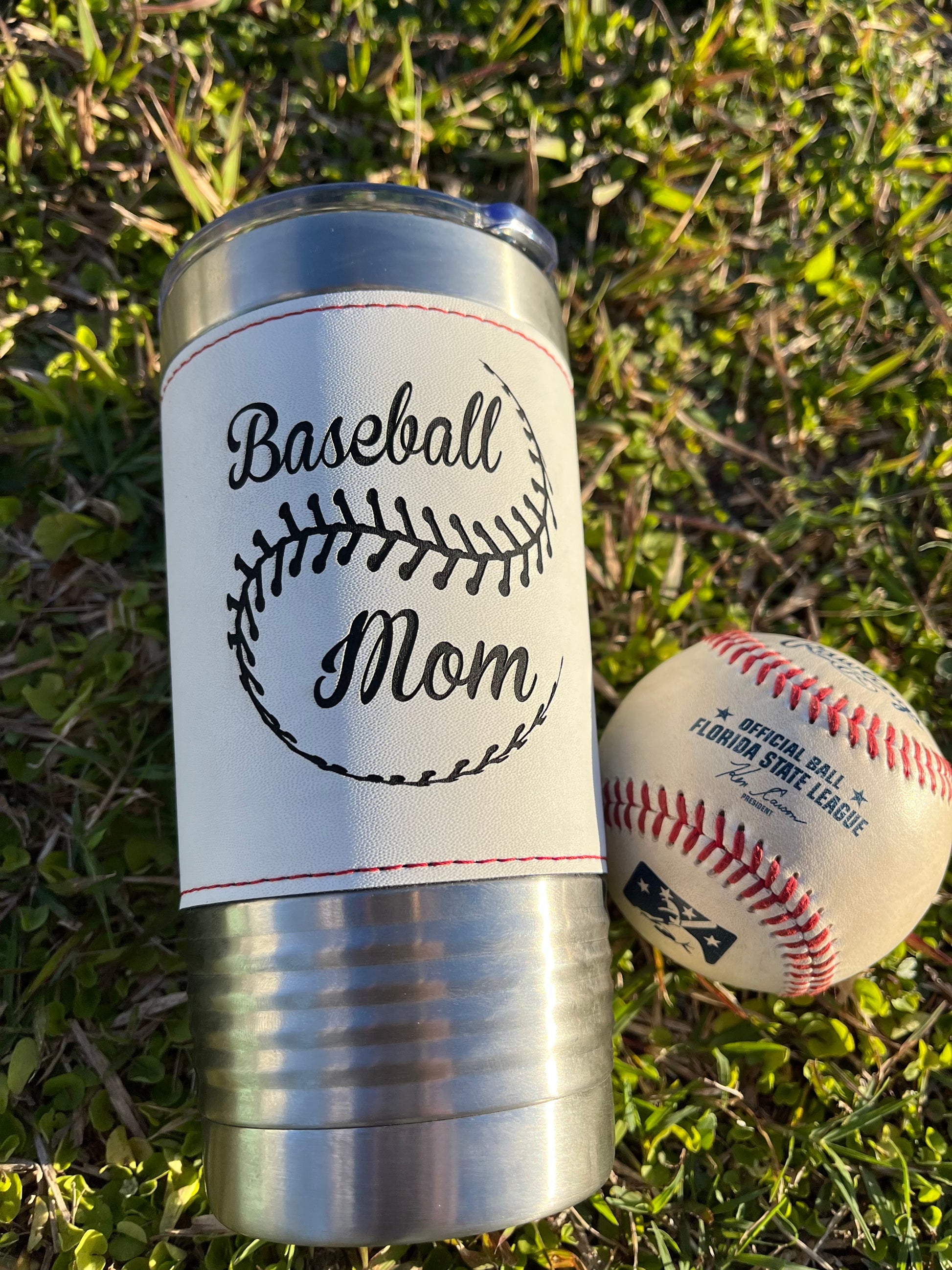 Baseball Mom Leatherette Tumbler - Stack Life Customs