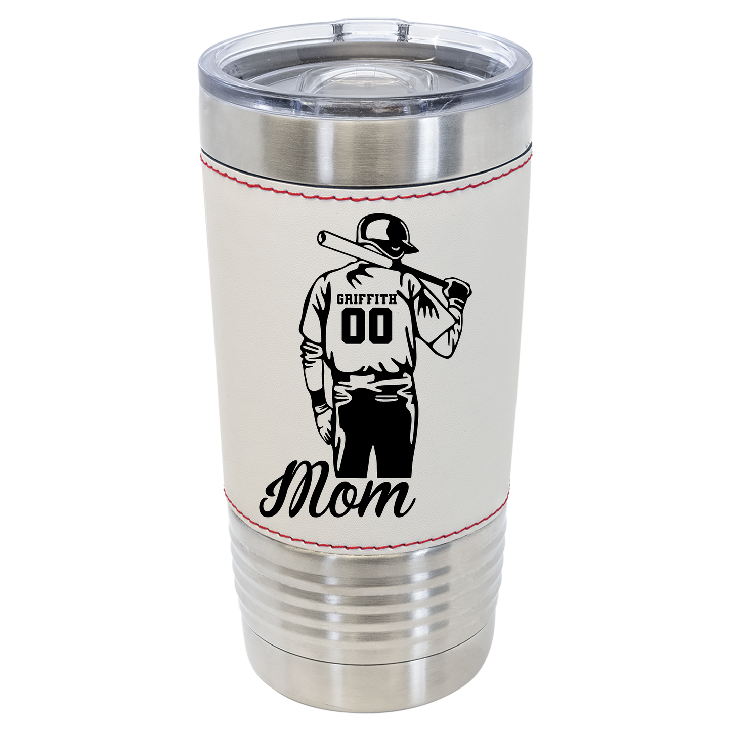 CUSTOM BASEBALL PLAYER MOM 20 OZ BASEBALL LEATHER TUMBLER - Stack Life Customs